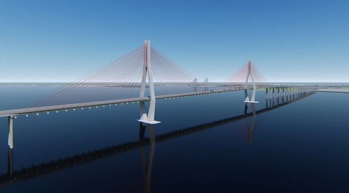 Phối cảnh cầu dây văng Cát Lái. Dự án này được người dân TP.HCM và Đồng Nai kỳ vọng hàng chục năm qua