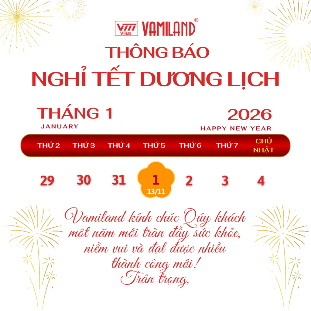 Vamiland thông báo lịch nghỉ tết dương lịch 2026