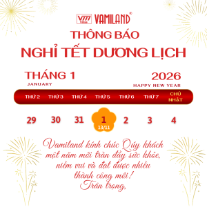 Vamiland thông báo lịch nghỉ tết dương lịch 2026